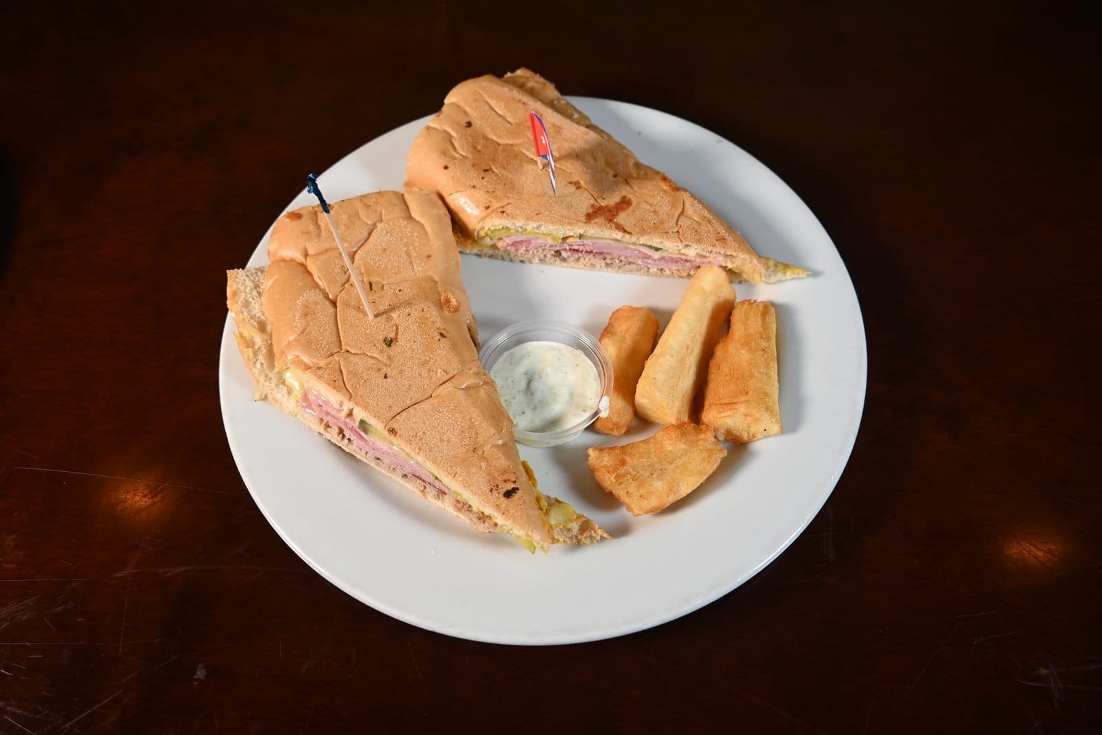 Media noche sandwich with yuca