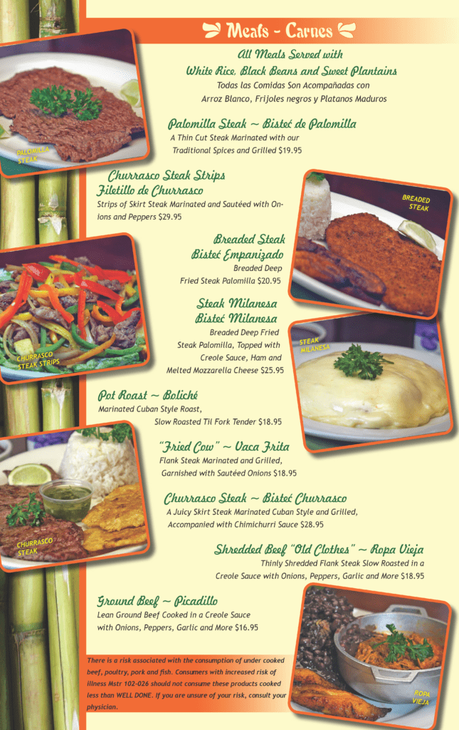 Guarapo's Menu